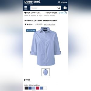 Women's button-down work shirt, 3/4 sleeve U.S. Size 12, NWT, LandsEnd Business